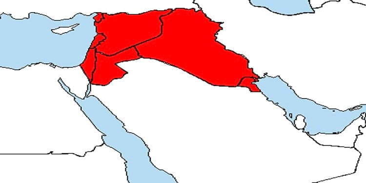 خريطة تبين مساحة "سوريا الكبرى"