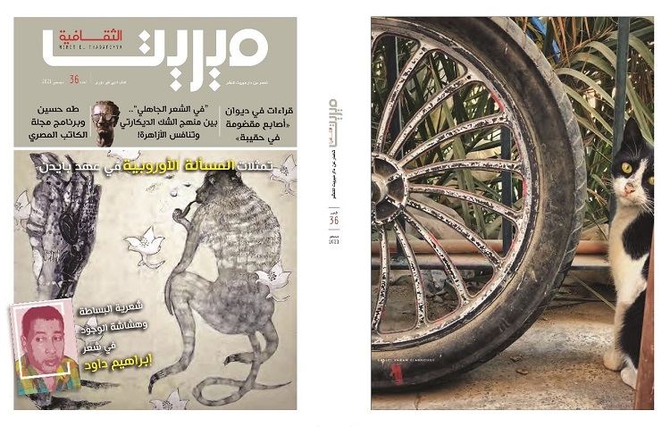غلاف العدد (36)- ديسمبر 2021، من مجلة "ميريت الثقافية" الشهرية الإلكترونية
