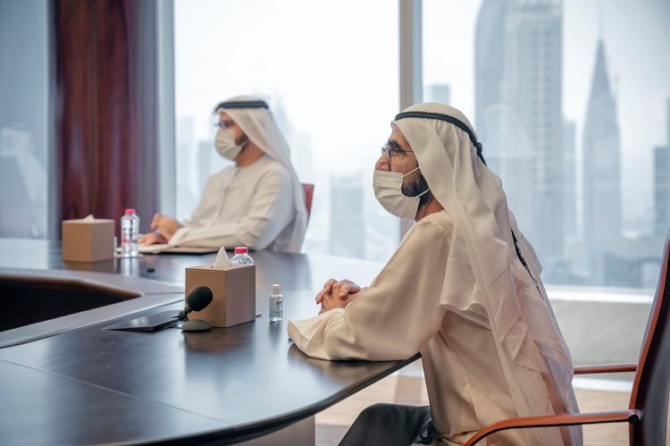 استمع الشيخ من فريق عمل المركز إلى الأهداف الاستراتيجية الجديدة المتمثلة بترسيخ الابتكار في قطاع الفضاء الوطني